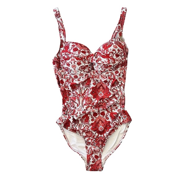 NEW Niptuck Women’s Sakina Floral Joanne One Piece Slimming Swimsuit size 4 Red - Picture 2 of 8